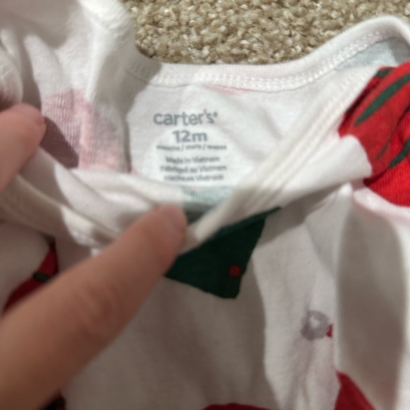 Carter’s Christmas Santa Hat Long Sleeve Onesie 12 Months - Picture 2 of 2